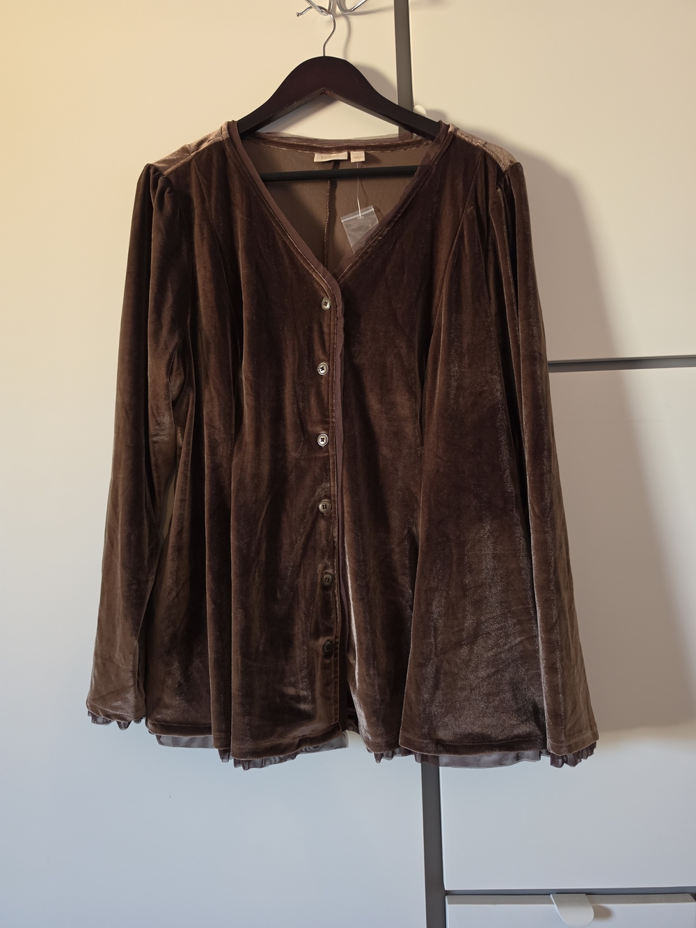 Velvet Button-Front Women’s Top in Brown